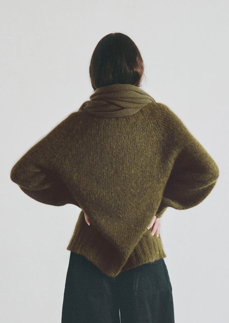Lofty Alpaca High Neck Sweater, Olive