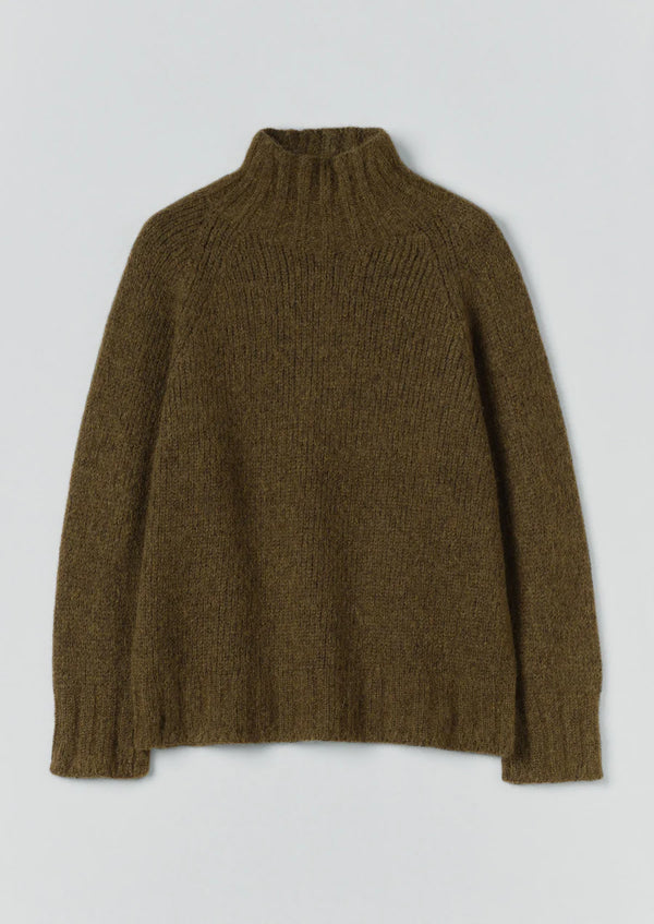 Lofty Alpaca High Neck Sweater, Olive