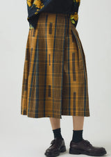 Space Dyed Check Wrap Skirt