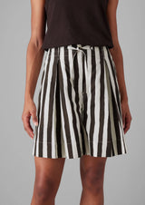 Wave Stripe Block Print Cotton Shorts