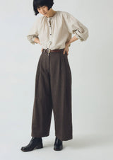 Wool Broken Herringbone Pleat Front Trousers