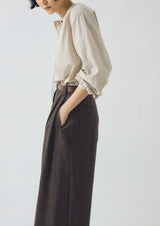 Wool Broken Herringbone Pleat Front Trousers