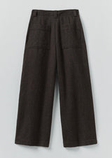 Wool Broken Herringbone Pleat Front Trousers