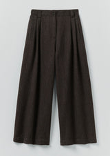 Wool Broken Herringbone Pleat Front Trousers