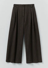 Wool Broken Herringbone Pleat Front Trousers
