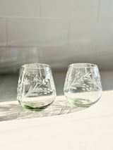 Hand-etched Blown Oval Glass