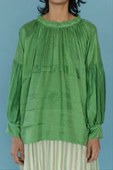 Astrid Pleated Blouse, Shamrock Green