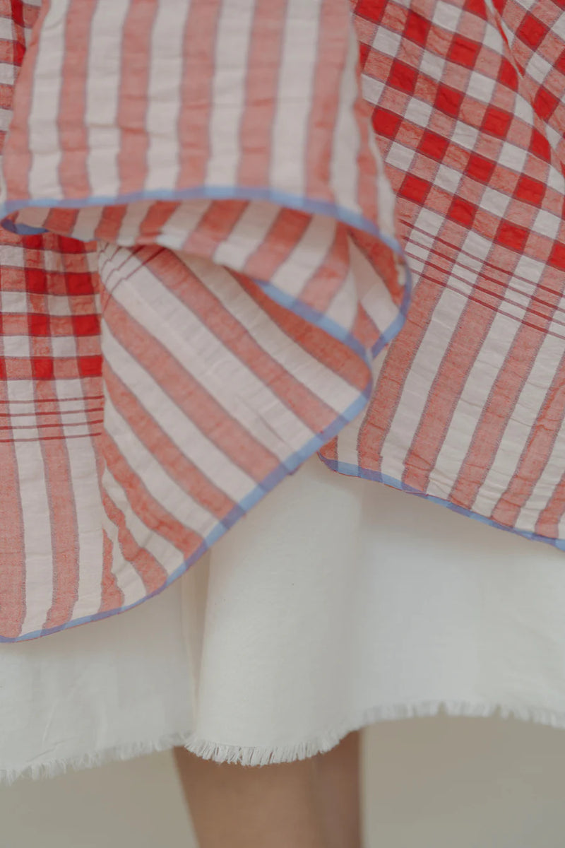Gayle Reversible Skirt, Red Twist & Natural White