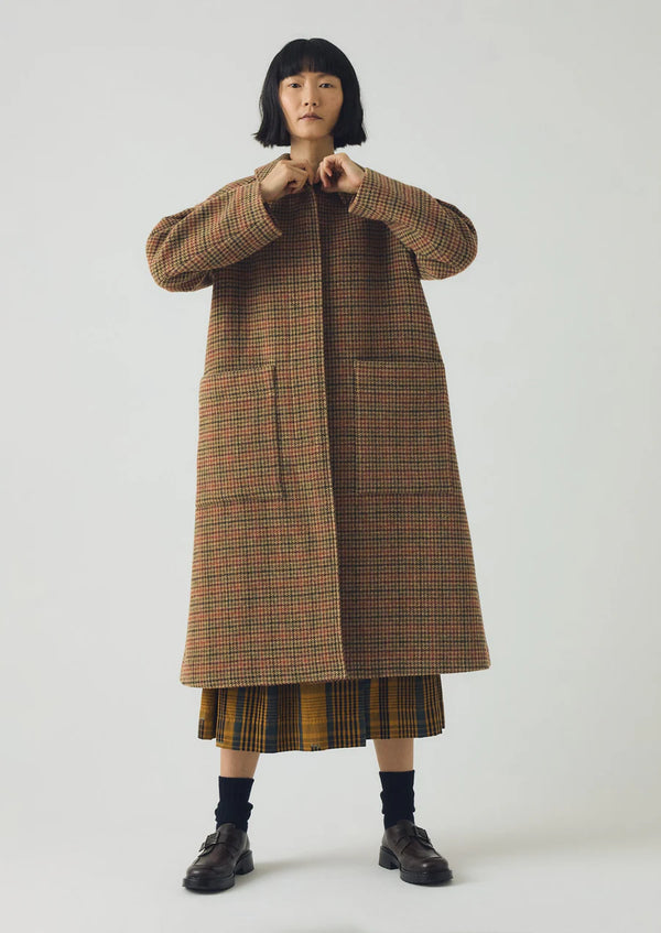 Vibrant Check Wool Coat, Multi