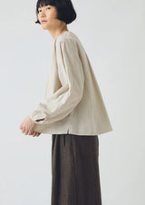 Gathered Neck Mini Stripe Shirt, Sunwashed Blue