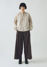 Gathered Neck Mini Stripe Shirt, Sunwashed Blue