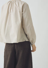 Gathered Neck Mini Stripe Shirt, Sunwashed Blue