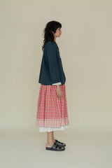 Gayle Reversible Skirt, Red Twist & Natural White