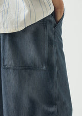 Hickory Stripe Wide Leg Denim Trousers