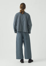Hickory Stripe Wide Leg Denim Trousers