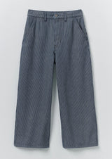 Hickory Stripe Wide Leg Denim Trousers