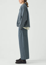 Hickory Stripe Wide Leg Denim Trousers