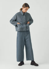 Hickory Stripe Wide Leg Denim Trousers