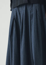 Railroad Stripe Pleated Cotton Skirt