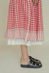 Gayle Reversible Skirt, Red Twist & Natural White