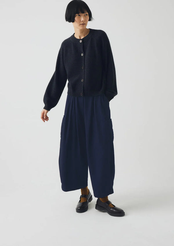 Indigo Cotton Twill Wide Leg Trouser