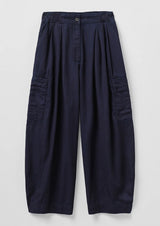 Indigo Cotton Twill Wide Leg Trouser