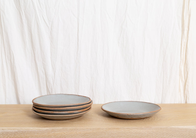 Colleen Hennessey Salad Plates in Shiny Gray or Matte Pale Gray Glaze